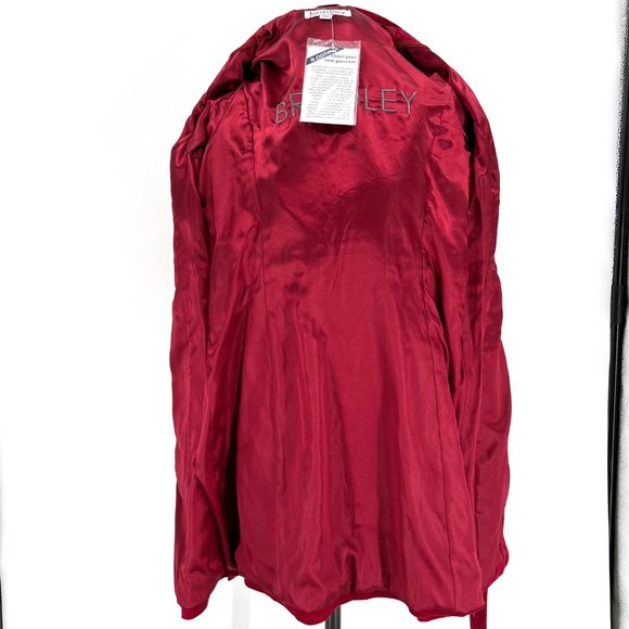 Bradley Bayou Cranberry Red Suede Leather Coat with Grommets/Sash Tie Size S - Picture 7 of 8